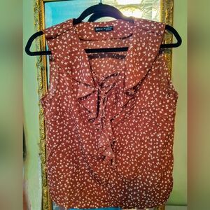 SHEIN Brown and White Peter Pan Collar Blouse